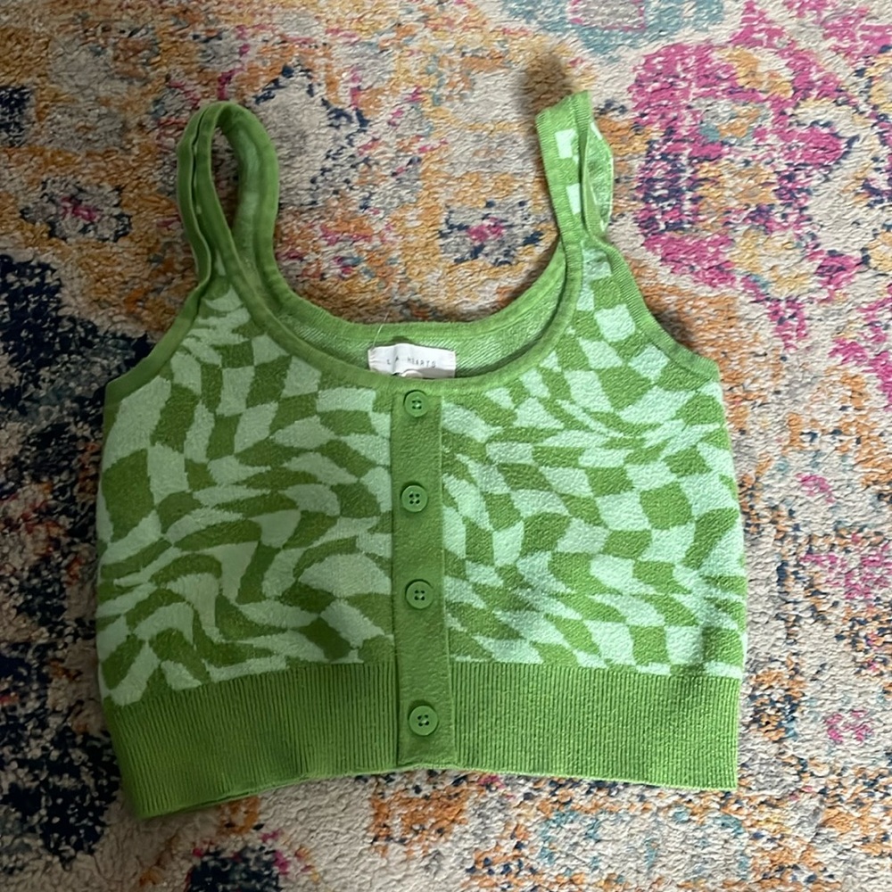 L.A Hearts cropped tank top while fake buttons